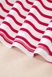 Striped Scalloped Trim Crew Neck Short Sleeve T-Shirt- 5 Colors