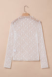 Floral Lace Sheer Long Sleeve Slim Fit Top- 3 Colors