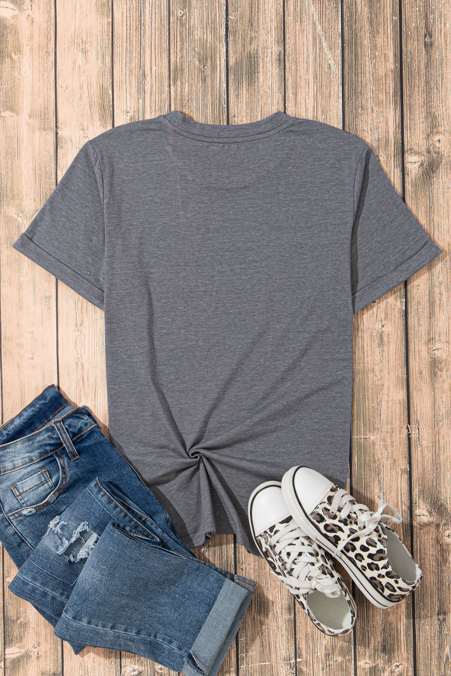 Basic Crew Neck Rolled Sleeve T-Shirt- 12 Colors