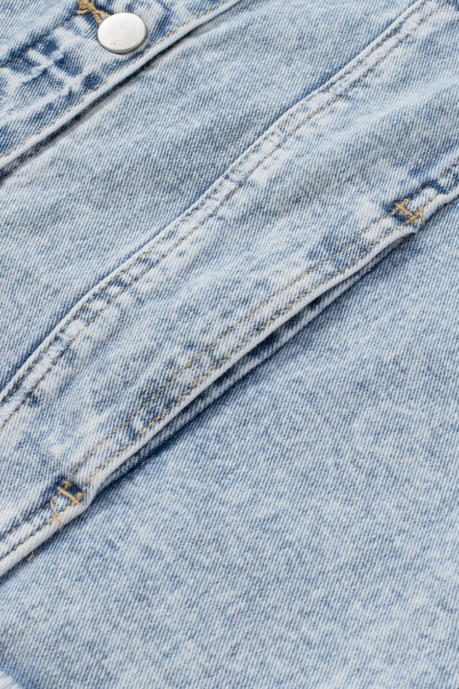 Light Blue Distressed Ripped Raw Hem Denim Jacket