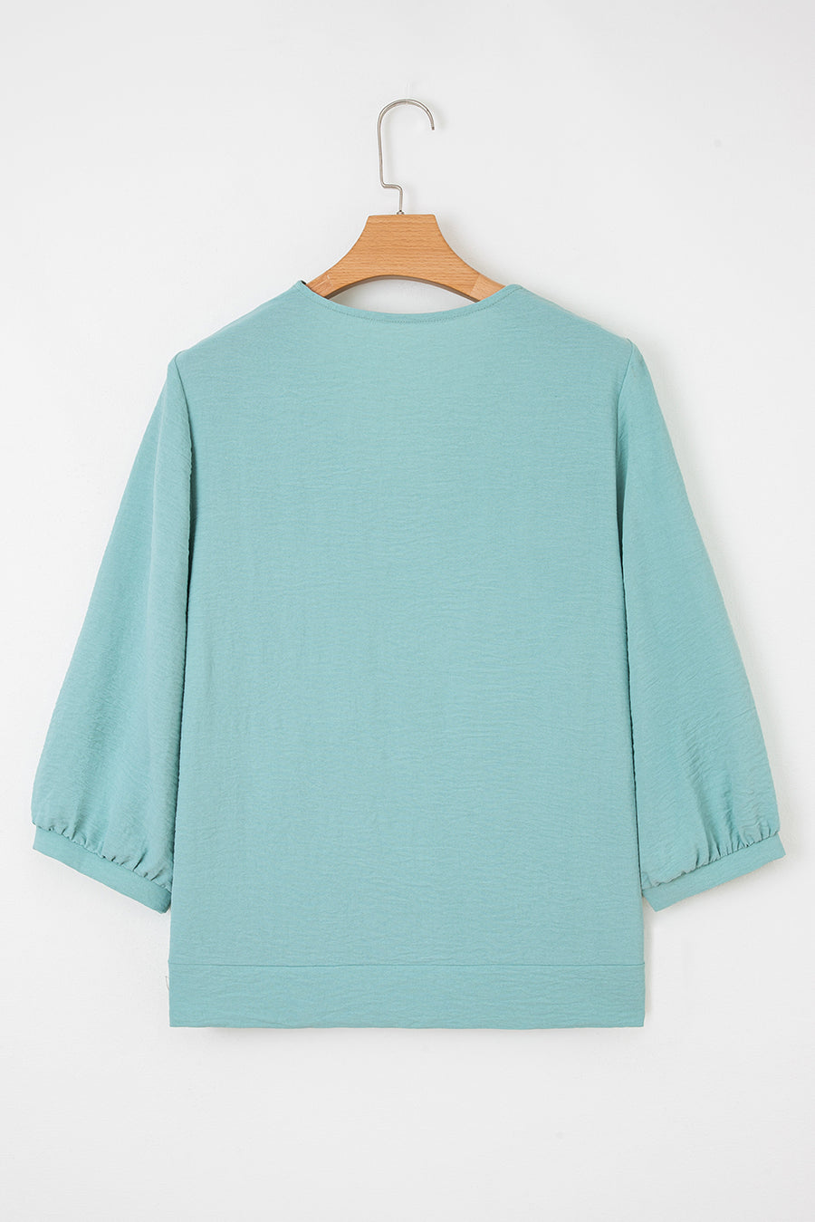 Frill V-Neck Lantern Sleeve Crinkled Blouse- 3 Colors