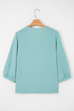 Frill V-Neck Lantern Sleeve Crinkled Blouse- 3 Colors