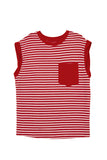 Striped Chest Pocket Crew Neck Muscle Tee- 2 Colors