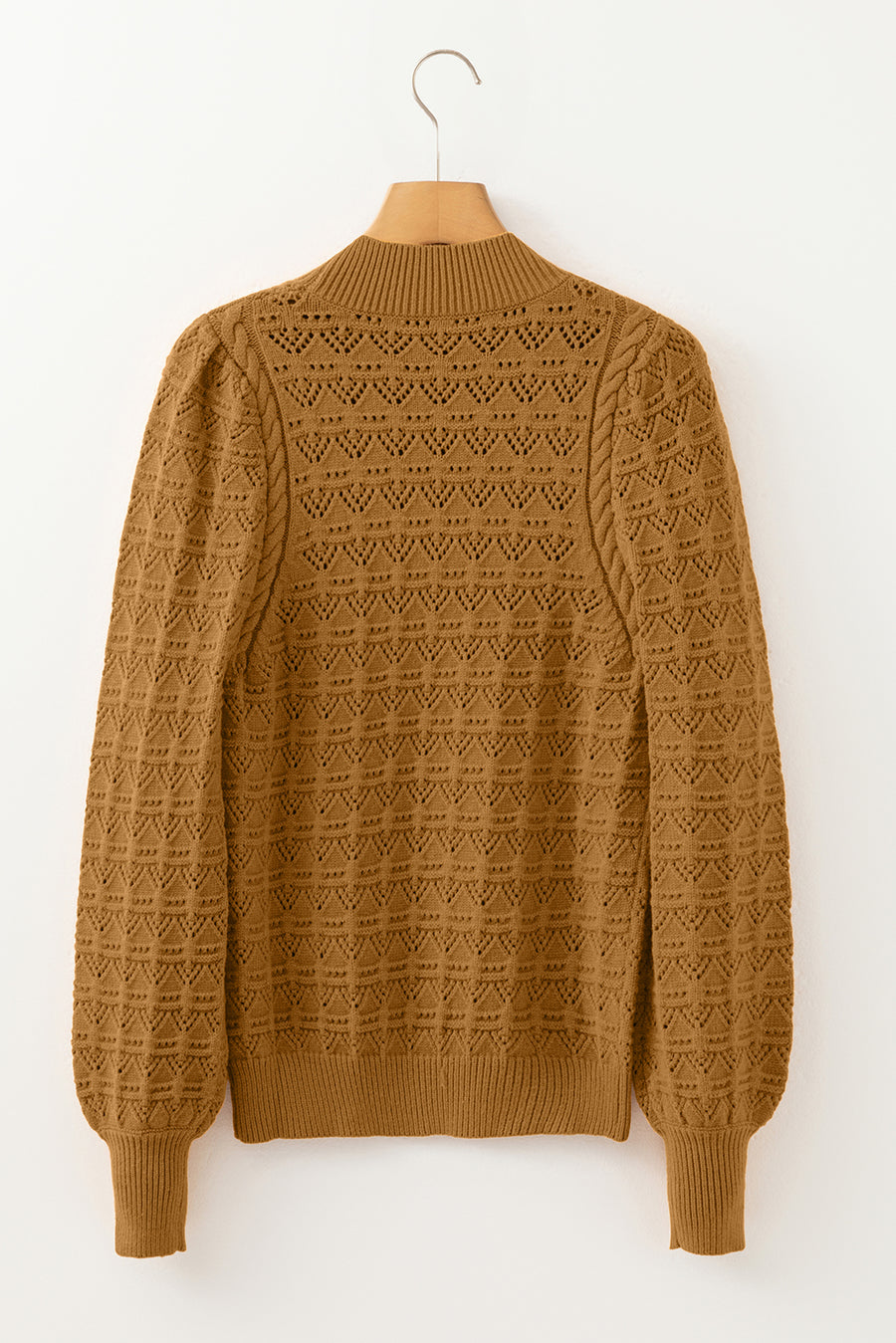 Jurassic Gold Crochet Balloon Sleeve Sweater