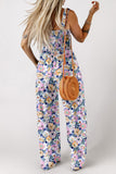 Floral Square Neck Stretch High-Waist Jumpsuit- 3 Colors