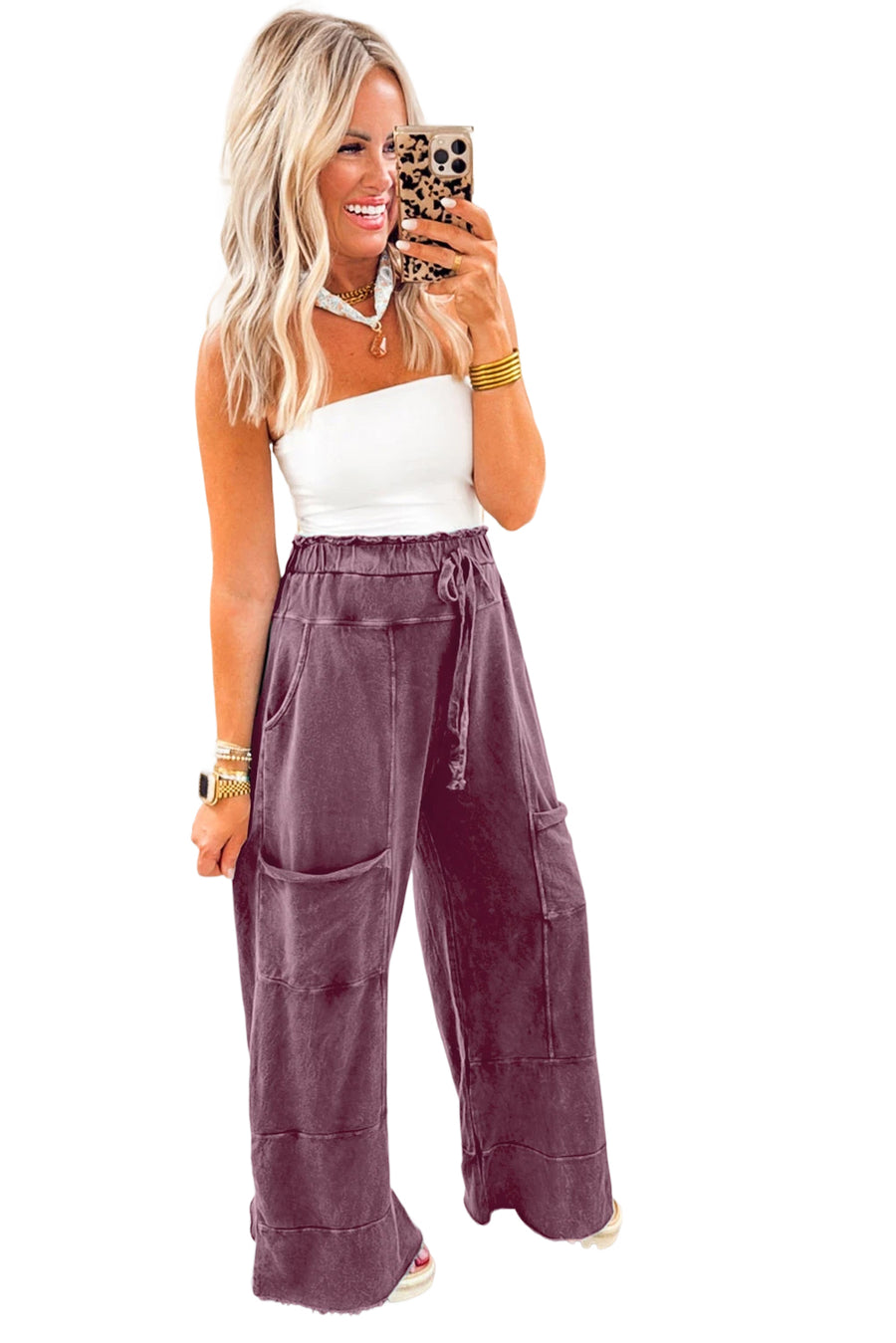 Mineral Wash High Waist Cargo Sweatpants- 3 Colors