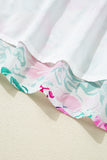 Plus Size White Floral Print Ricrac Trim Square Neck Mini Dress