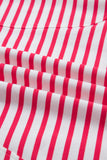Red Striped Drop Shoulder Banded Short Sleeve T Shirt