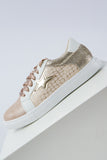 Glitter & Star Patchwork PU Leather Sneakers- 2 Colors