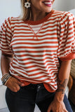 Striped Short Bubble Sleeve T-Shirt- 3 Colors