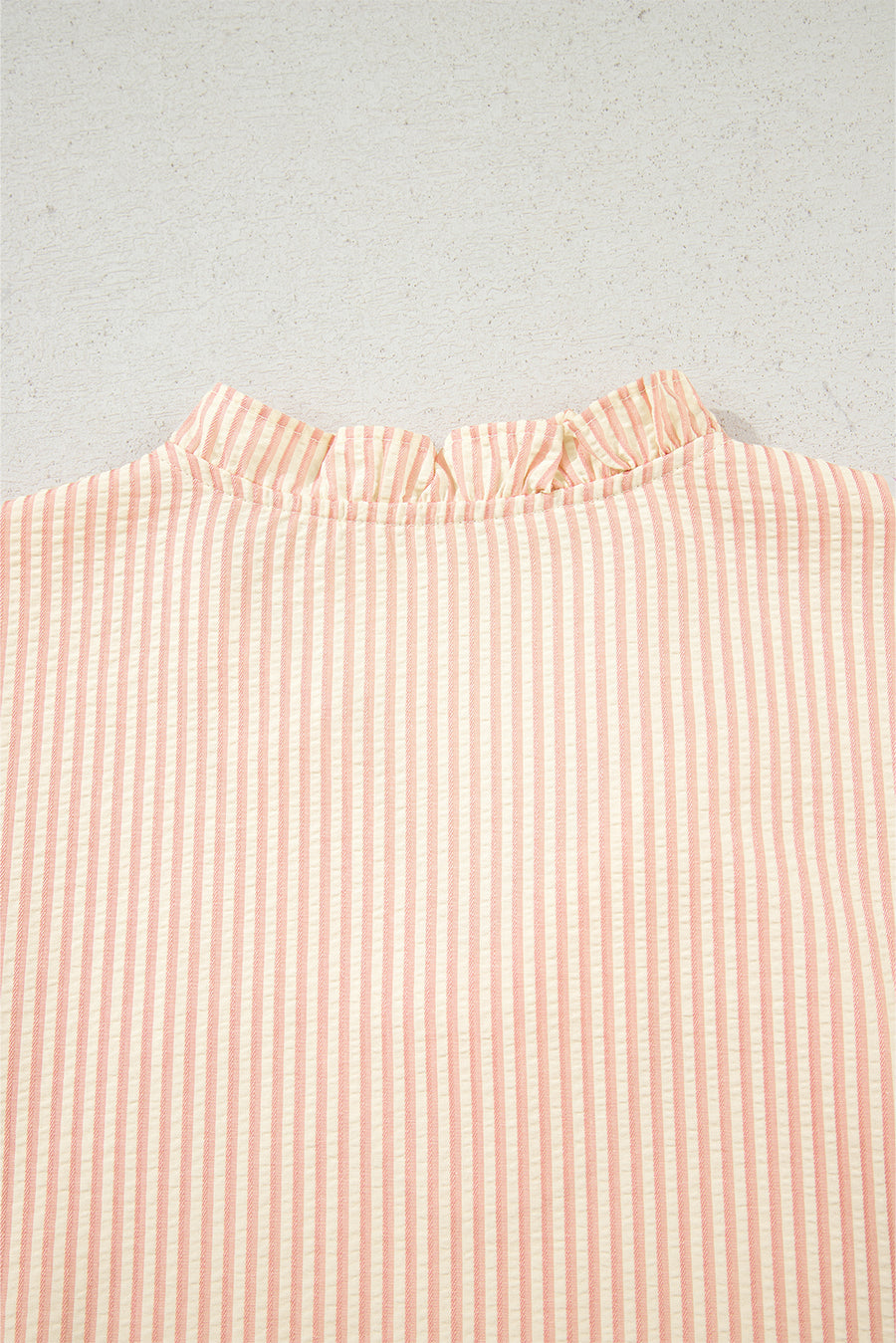 Pink Striped Pearl Beaded Bow Cuff Blouse
