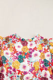 Multicolored Floral Notched Neck Ruffle Mini Dress