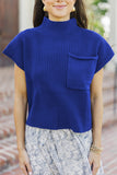 Green Pocket Ribbed Knit Short Sleeve Sweater- 9 Colors