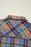 Red Plaid Print Drop Sleeve Loose Shirt Shacket