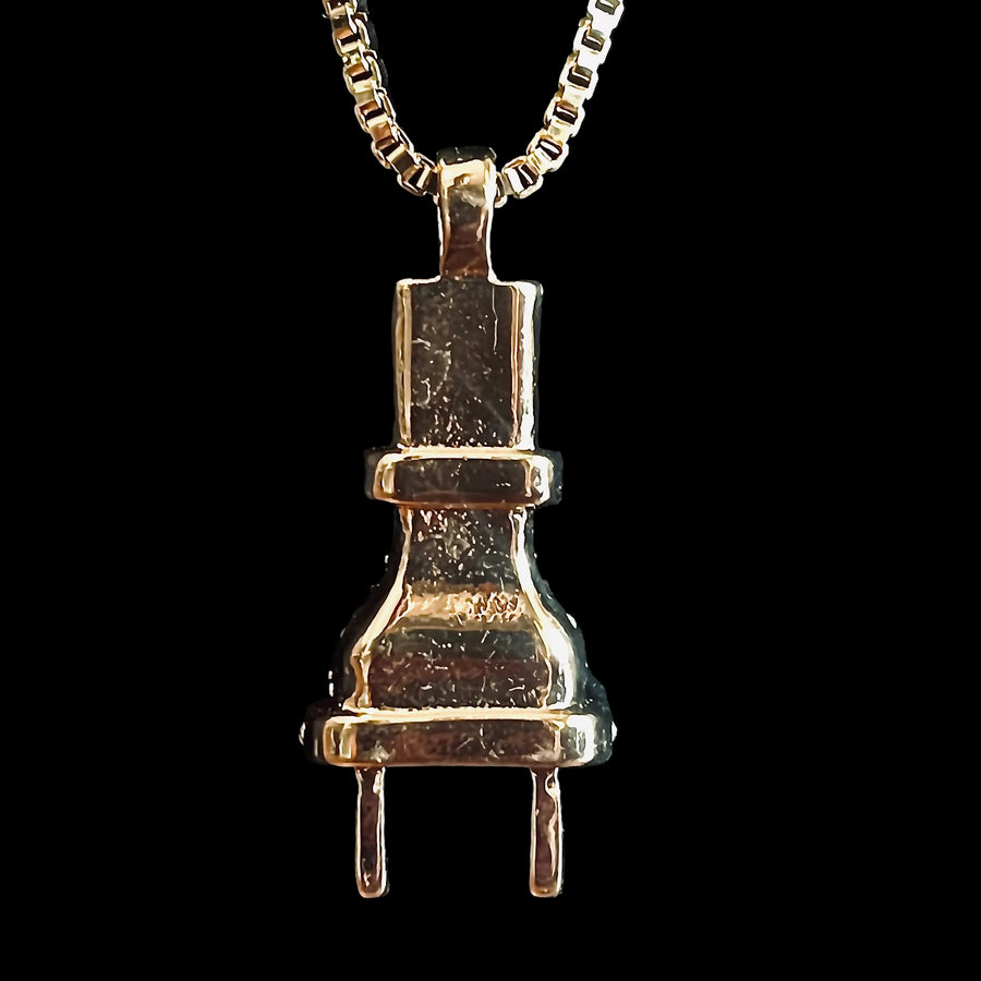 Gold & Rhinestone Plug Pendant Necklace