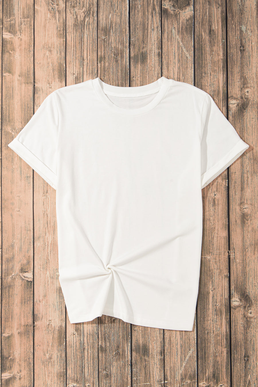 Basic Crew Neck Rolled Sleeve T-Shirt- 12 Colors