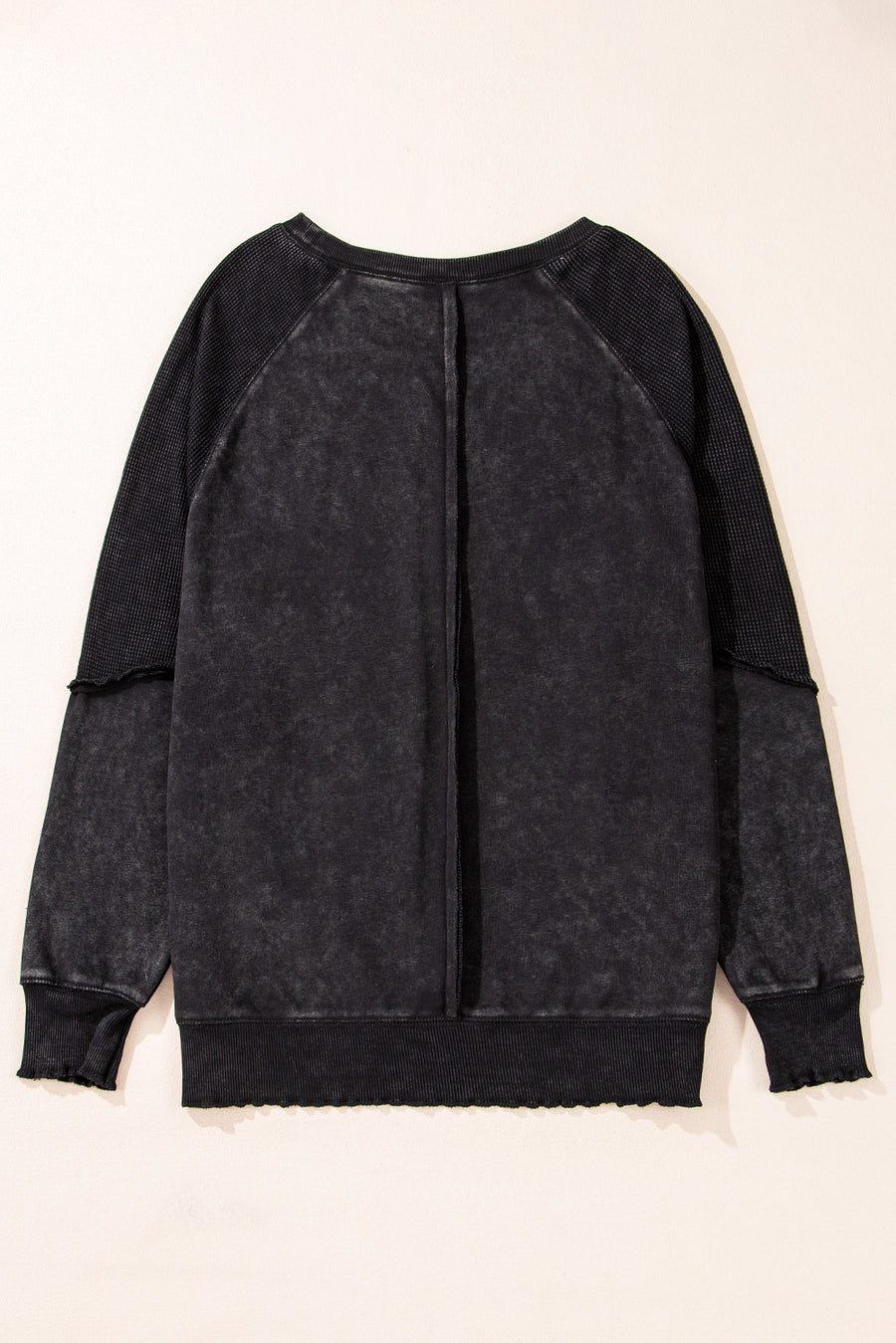 Waffle Knit Patchwork Raglan Sleeve Sweatshirt- 3 Colors