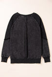 Waffle Knit Patchwork Raglan Sleeve Sweatshirt- 3 Colors
