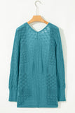 Redwood Burl Mix Pattern Hollow Knit Open Front Cardigan