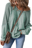 Waffle Knit Patchwork Raglan Sleeve Sweatshirt- 3 Colors