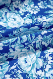 Blue Multi Floral Puff Sleeve Babydoll Mini Dress with Pockets
