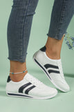 White PU Leather Striped Casual Sneakers