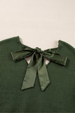 Lantern Sleeve V-Neck Bow Back Sweater- 4 Colors