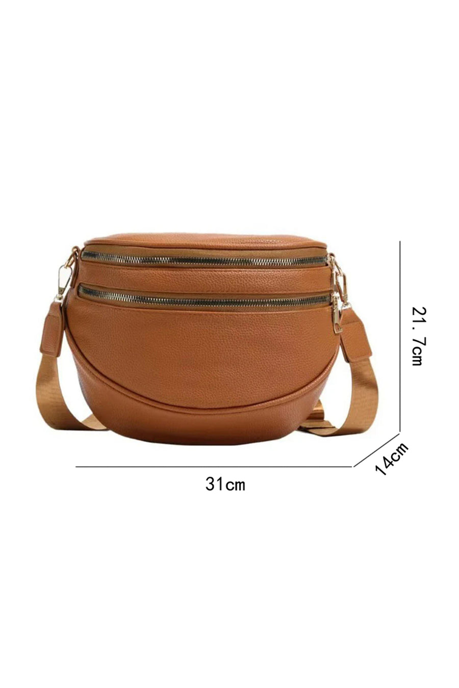 PU Leather Double Zipper Crossbody Bag- 3 Colors