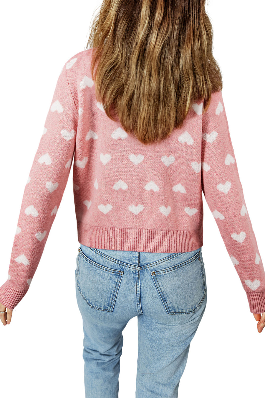 Light Pink Heart Pattern Cardigan 2