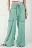 Mineral Wash Exposed Seam Wide Leg Cargo Pants- 3 Colors