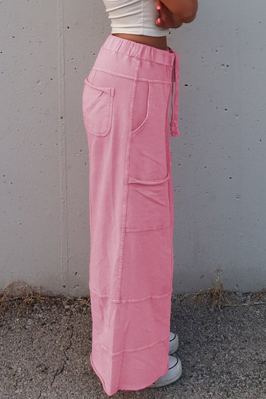 Mineral Wash Exposed Seam Wide Leg Cargo Pants- 3 Colors