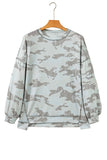 Camouflage Print Exposed Seam Drop Shoulder Sweatshirt- 2 Colors