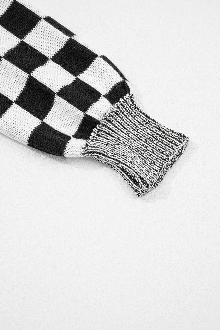 Black Checkered Open Front Drop Shoulder Cardigan