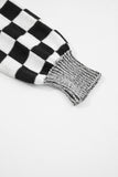 Black Checkered Open Front Drop Shoulder Cardigan