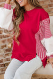 Striped Patchwork Sleeve Colorblock Sweatshirt- 3 Colors