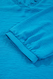 Frill V-Neck Lantern Sleeve Crinkled Blouse- 3 Colors