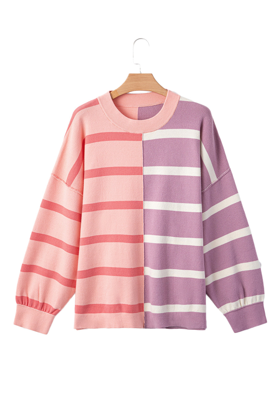 Striped Exposed Seam Patchwork Loose Fit Sweater- 4 Colors