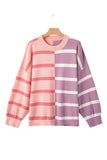 Striped Exposed Seam Patchwork Loose Fit Sweater- 4 Colors