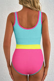 Textured Color Block One-Piece Swimsuit
