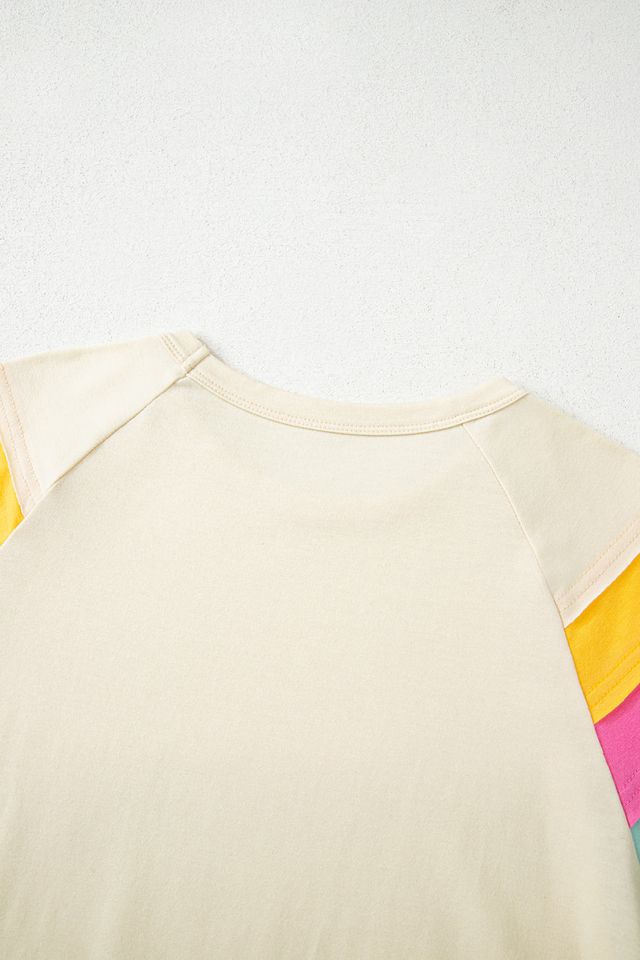 White Color Block Short Sleeve Crew Neck T-Shirt