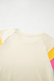 White Color Block Short Sleeve Crew Neck T-Shirt