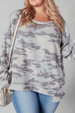 Multicolour Camouflage Print Round Neck Plus Size Sweatshirt