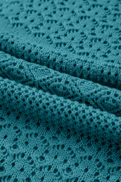 Redwood Burl Mix Pattern Hollow Knit Open Front Cardigan