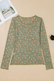Floral Print Mesh Slim Fit Long Sleeve Blouse- 2 Colors