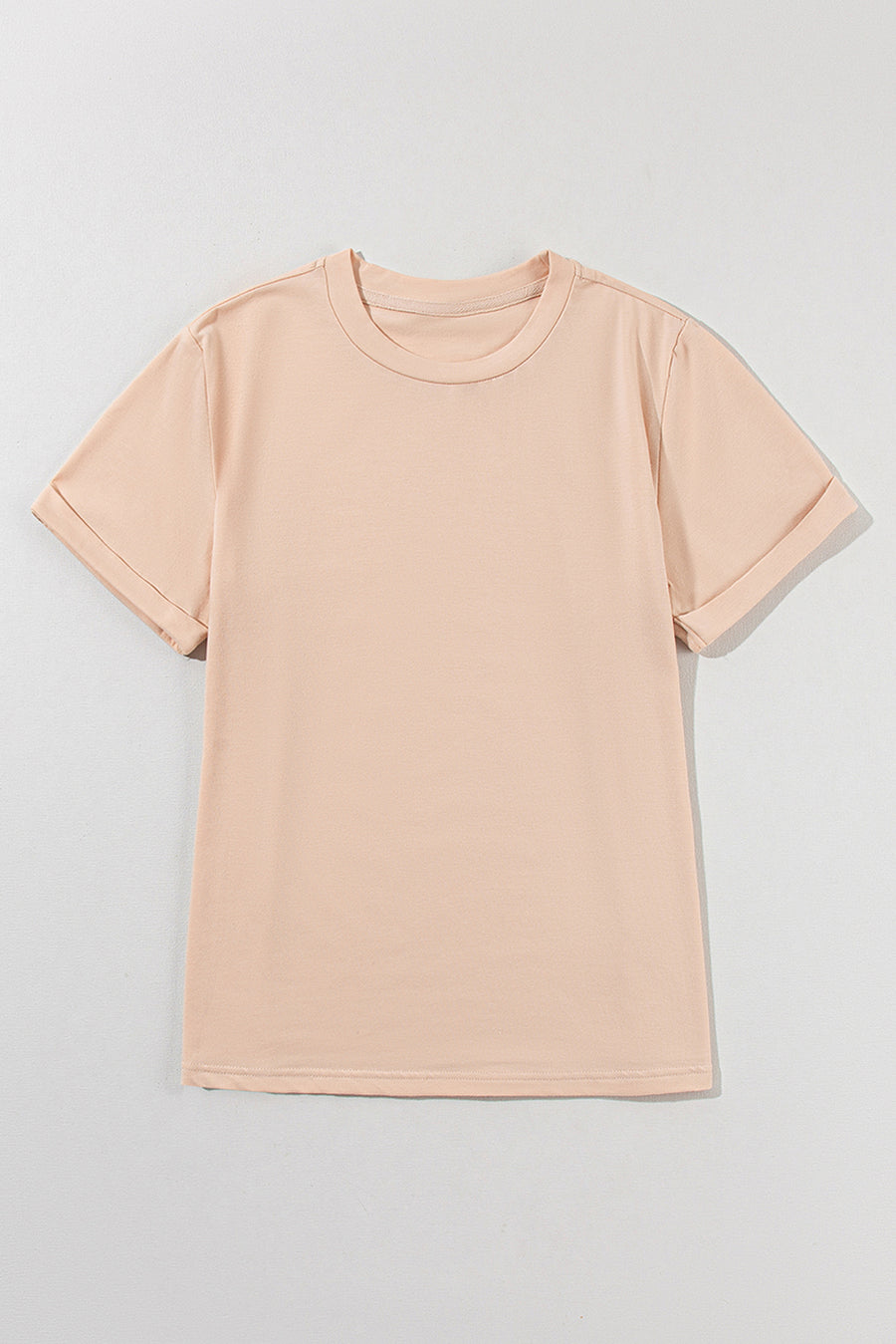 Basic Crew Neck Rolled Sleeve T-Shirt- 12 Colors