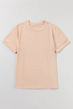 Basic Crew Neck Rolled Sleeve T-Shirt- 12 Colors