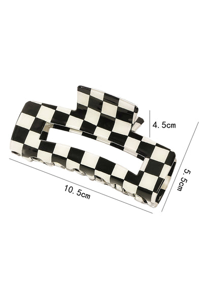 Sky Blue Checkered Print Hollow Out Hair Clip