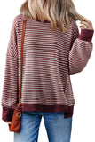 Striped Ribbed Exposed Seam Long Sleeve Oversized Top- 3 Colors