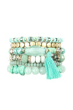 Beaded Stretch Tassel Charm Bracelet- 8 Colors