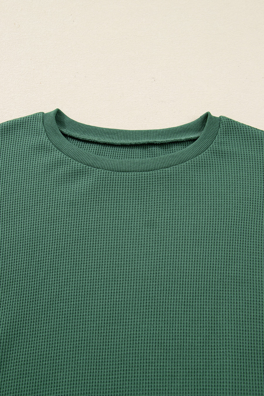 Thermal Knit Drop Shoulder Split Hem Sweatshirt- 2 Colors